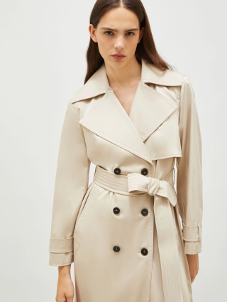 Бежевый плащ Marella двубортный: фото 4 - Invogue