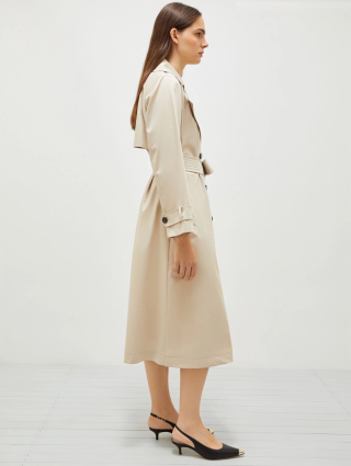 Бежевый плащ Marella двубортный: фото 3 - Invogue