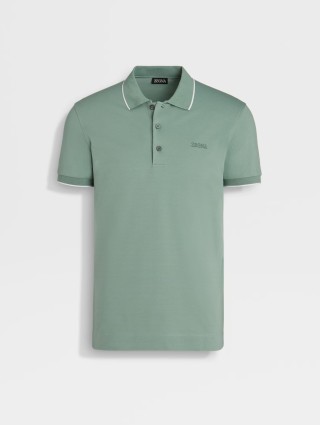 Зеленое поло ZEGNA с логотипом: фото - Invogue