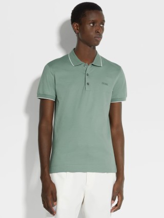 Зеленое поло ZEGNA с логотипом: фото 1 - Invogue