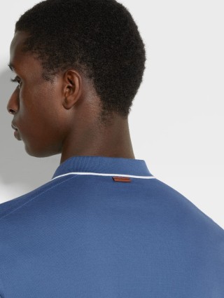 Синее поло ZEGNA с логотипом: фото 3 - Invogue