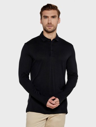 Чорне поло BOSS з довгим рукавом: фото - Invogue