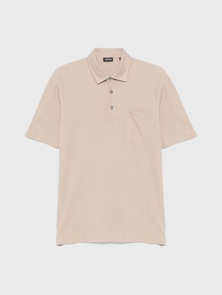 Бежевое поло ZEGNA с коротким рукавом: фото - Invogue