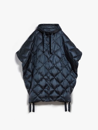 Темно-синее пончо MAX MARA с капюшоном: фото - Invogue