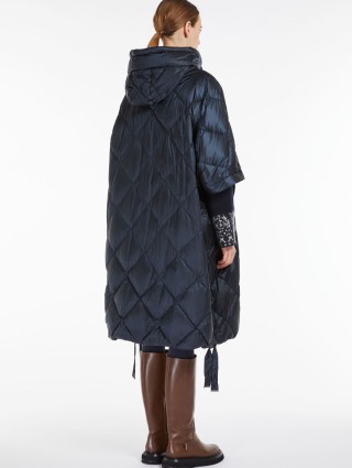 Темно-синее пончо MAX MARA с капюшоном: фото 2 - Invogue