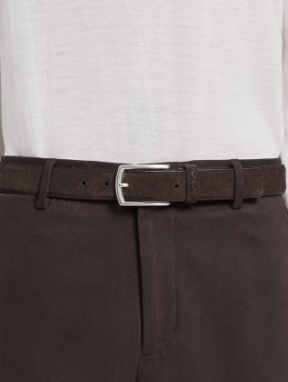 Коричневый замшевый ремень ZEGNA: фото 1 - Invogue