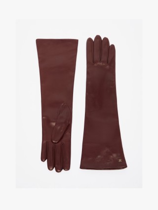 Темно-червоні рукавиці Max Mara шкіряні: фото - Invogue