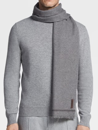 Темно-сірий шарф в мікропринт Zegna з бленду вовни та кашеміру: фото 1 - Invogue