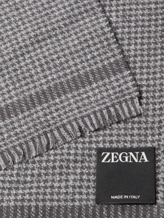 Темно-сірий шарф в мікропринт Zegna з бленду вовни та кашеміру: фото 2 - Invogue