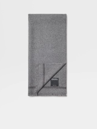 Темно-сірий шарф в мікропринт Zegna з бленду вовни та кашеміру: фото - Invogue