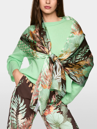 Темно-коричневый шарф MARC CAIN с цветочным принтом: фото 1 - Invogue