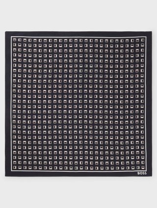 Тёмно-синий шарф BOSS из шёлка: фото - Invogue