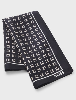 Тёмно-синий шарф BOSS из шёлка: фото 3 - Invogue