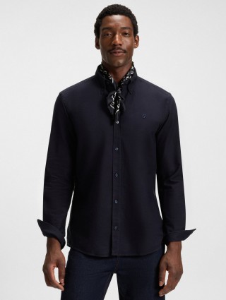 Тёмно-синий шарф BOSS из шёлка: фото 1 - Invogue