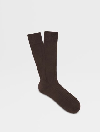 Коричневі шкарпетки Zegna з хлопкового джерсі: фото - Invogue
