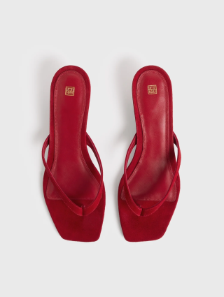 Червоні шльопанці Totême замшеві: фото 3 - Invogue