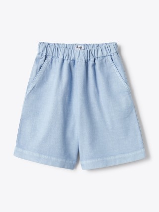 Блакитні шорти IL GUFO з суміші бавовни та льону: фото - Invogue