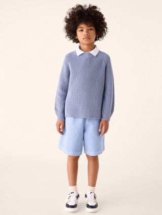 Блакитні шорти IL GUFO з суміші бавовни та льону: фото 1 - Invogue