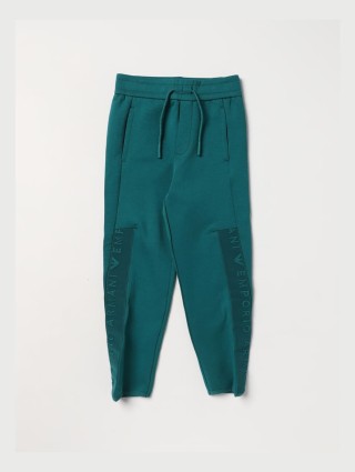 Зеленые брюки EMPORIO ARMANI с логотипом: фото - Invogue