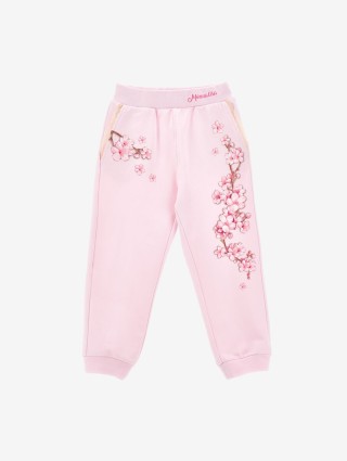 Рожеві джогери MONNALISA з квітковим принтом: фото - Invogue
