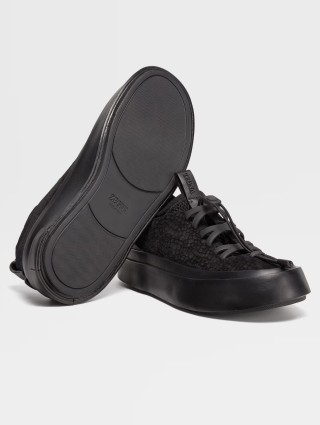 Чорні снікерси Zegna Stitch™ Mrbailey® з фактурної шкіри: фото 2 - Invogue