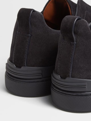 Темно-сині снікерси Zegna з замші Triple Stich™: фото 3 - Invogue