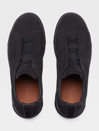 Темно-сині снікерси Zegna з замші Triple Stich™: фото 4 - Invogue