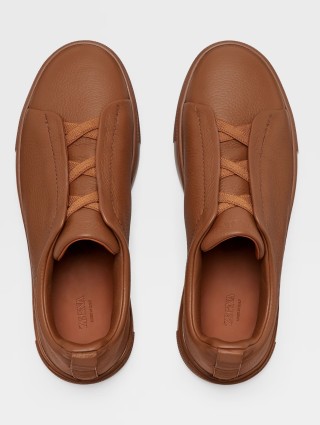 Коричневые сникерсы Zegna из оленьей кожи с эластичной шнуровкой: фото 4 - Invogue