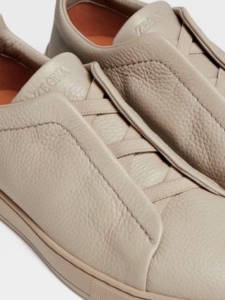 Бежеві снікерси Zegna з оленячої шкіри з еластичним шнуруванням: фото 3 - Invogue