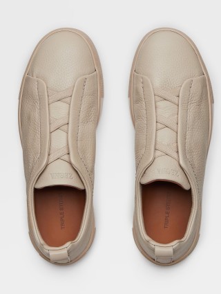 Бежеві снікерси Zegna з оленячої шкіри з еластичним шнуруванням: фото 4 - Invogue