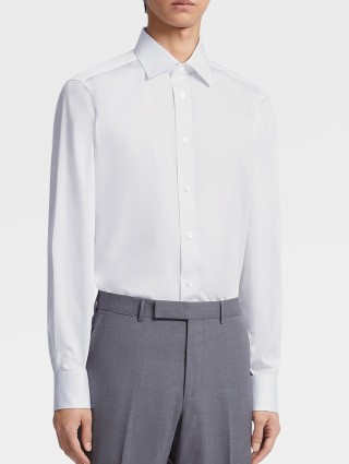 Біла сорочка Zegna з бавовни с технологією Trofeo™: фото 1 - Invogue
