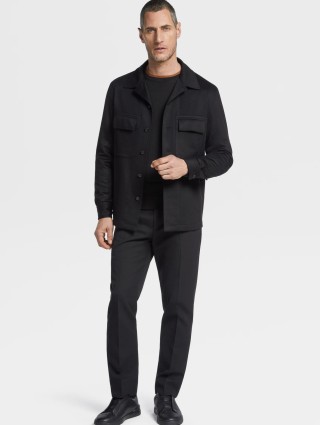 Черная рубашка Zegna из кашемира с нагрудными карманами: фото 4 - Invogue