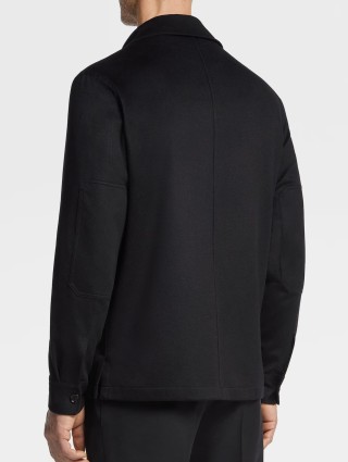 Черная рубашка Zegna из кашемира с нагрудными карманами: фото 2 - Invogue
