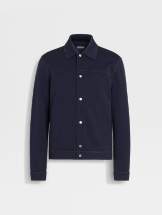 Темно-синяя рубашка ZEGNA из бленда шерсти: фото - Invogue