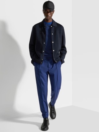 Темно-синяя рубашка ZEGNA из бленда шерсти: фото 4 - Invogue