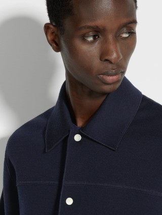 Темно-синяя рубашка ZEGNA из бленда шерсти: фото 3 - Invogue