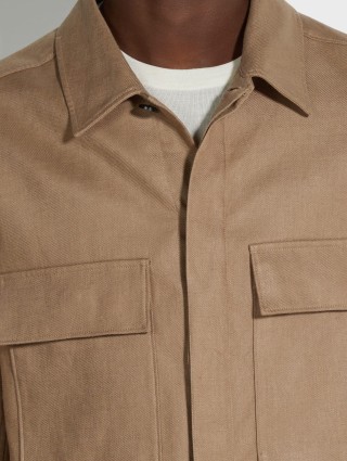 Темно-бежевая рубашка ZEGNA с накладными карманами: фото 3 - Invogue
