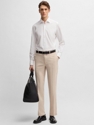 Белая рубашка Boss из итальянского букле: фото 1 - Invogue