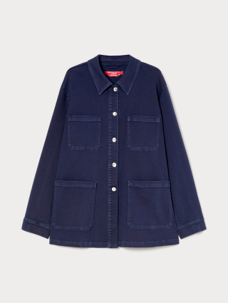 Синяя рубашка Marina Rinaldi джинсовая: фото - Invogue