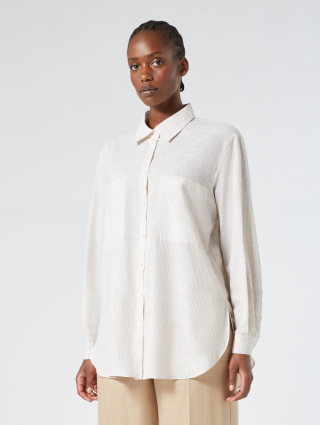 Сорочка у смужку Marina Rinaldi з бавовни та льону: фото 1 - Invogue