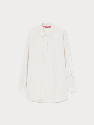 Сорочка у смужку Marina Rinaldi з бавовни та льону: фото - Invogue