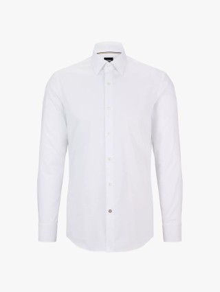 Белая рубашка BOSS из хлопкового поплина: фото - Invogue
