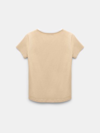 Бежевая футболка DOROTHEE SCHUMACHER из эластичного хлопка: фото 3 - Invogue