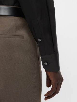 Чёрная рубашка BOSS из хлопка: фото 5 - Invogue