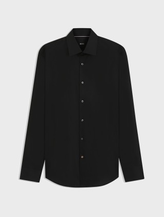 Чёрная рубашка BOSS из хлопка: фото - Invogue