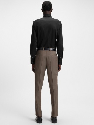 Чёрная рубашка BOSS из хлопка: фото 3 - Invogue