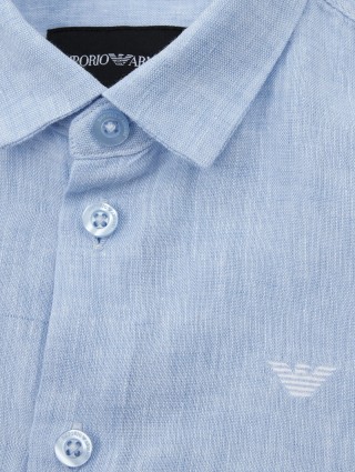 Голубая рубашка EMPORIO ARMANI KIDS: фото 2 - Invogue