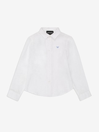 Белая рубашка Emporio Armani льняная: фото - Invogue