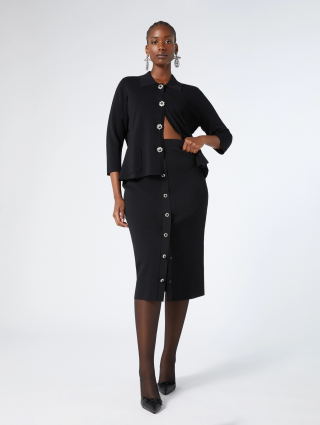 Черная юбка Marina Rinaldi вязаная: фото 1 - Invogue