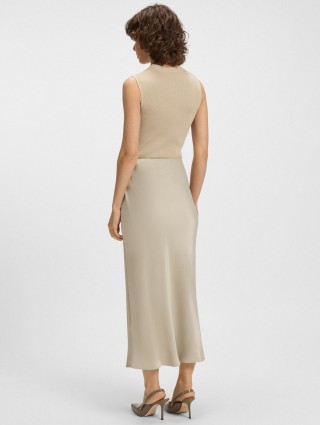 Бежева спідниця BOSS атласна: фото 3 - Invogue